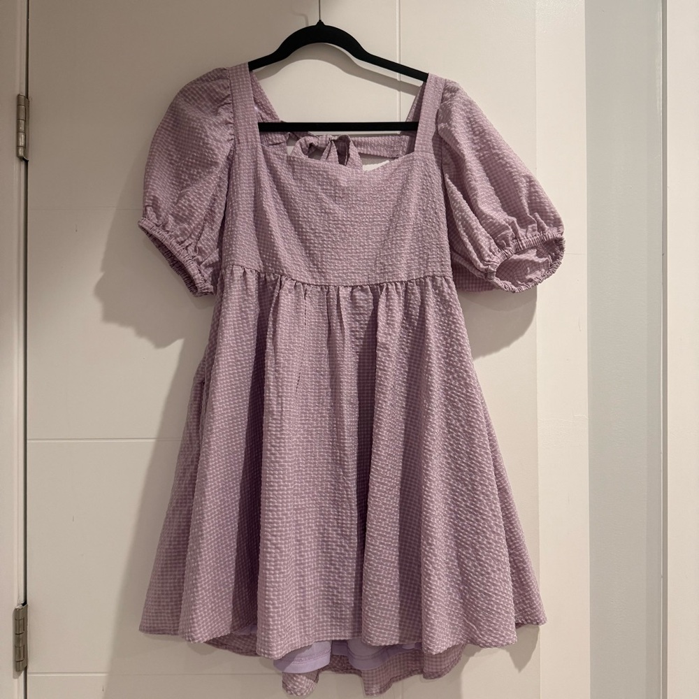 Baby Doll Gingham Lavender Dress